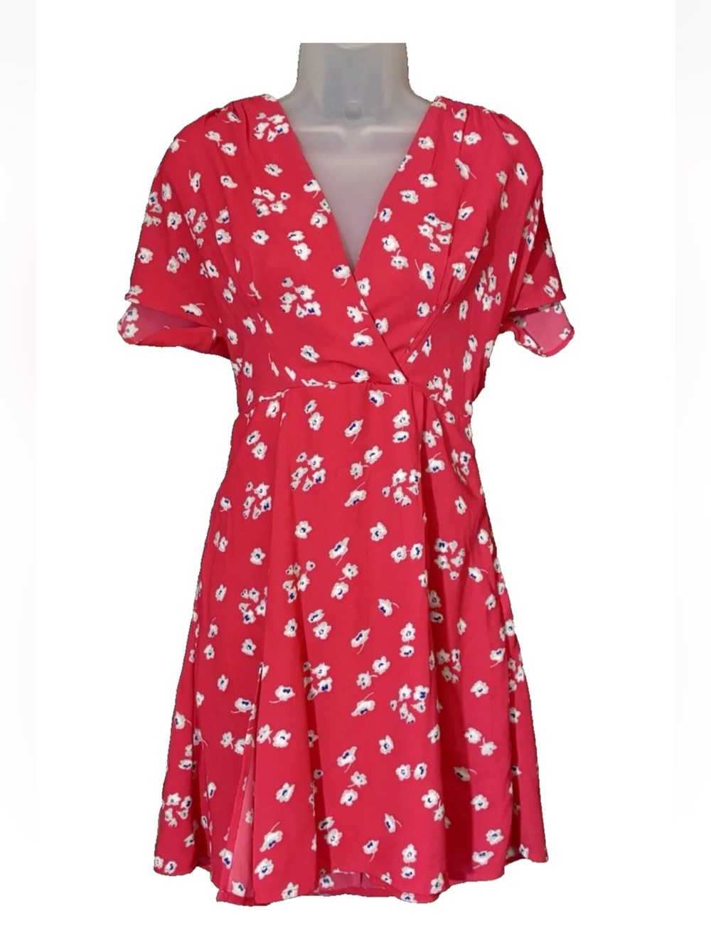 French Connection Women's  Verona Crepe Floral Dress Azalea Pink Red Size 4